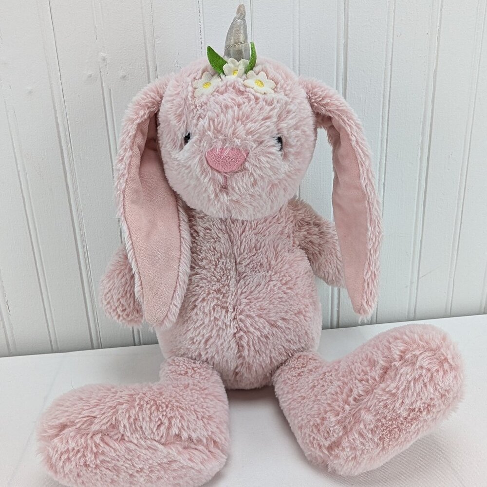 Animal Adventure Pink Bunny Rabbit Plush 14" Stuffed Animal Unicorn Horn 2020